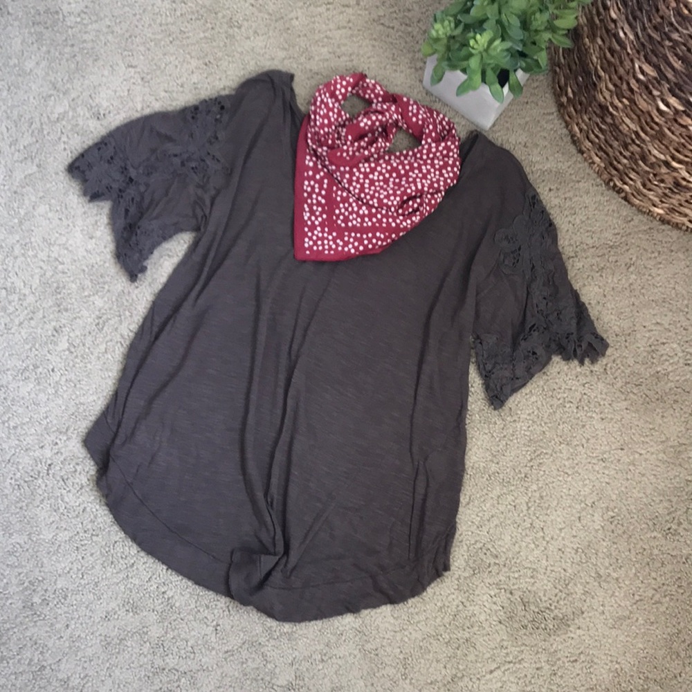Free People Crochet Detail Tee